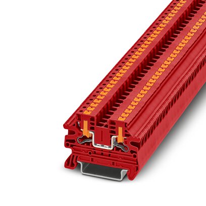 Phoenix Contact Feed-Through Terminal Block; PTV 2.5 RD ; 20A; 600V; 1-Level; #26 - #12; Push-In - Horizontal Entry Connection; Red